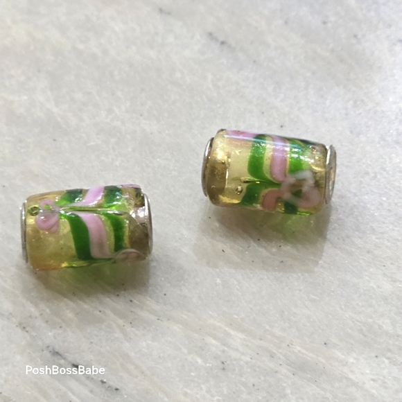Metal center murano glass bead tubes - Picture 1 of 5